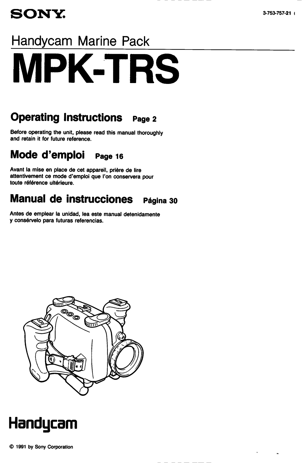 Sony MPK-TRS Operating manual