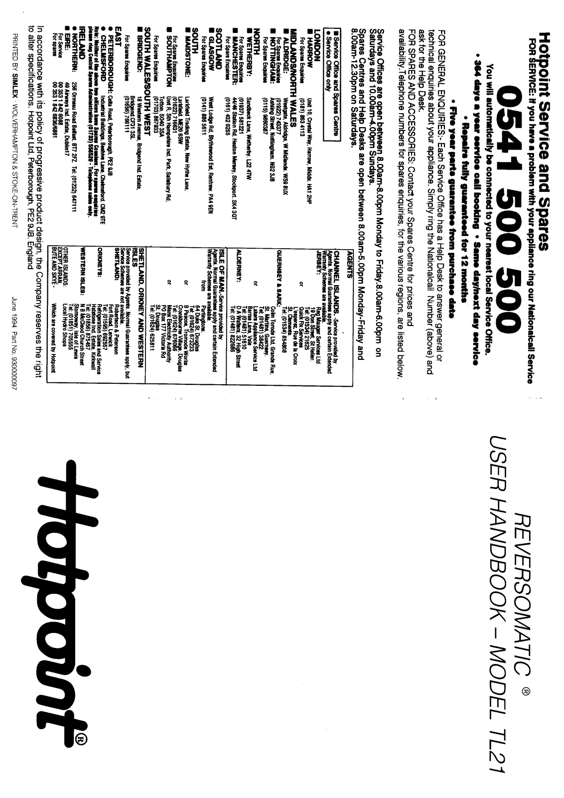 Hotpoint-Ariston HBTL21 User Manual