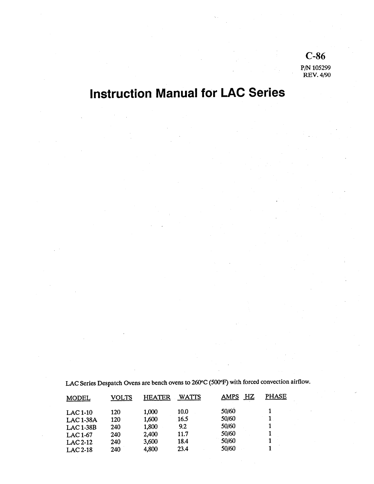 Despatch LAC1-10-3, LAC 2-18 Installation  Manual