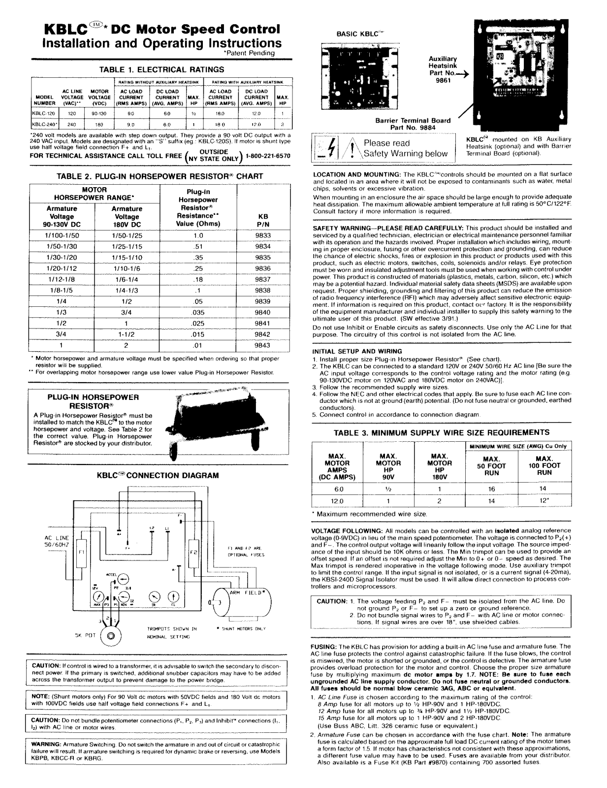 Kb electronics KBLC-240, KBLC-120 Manual