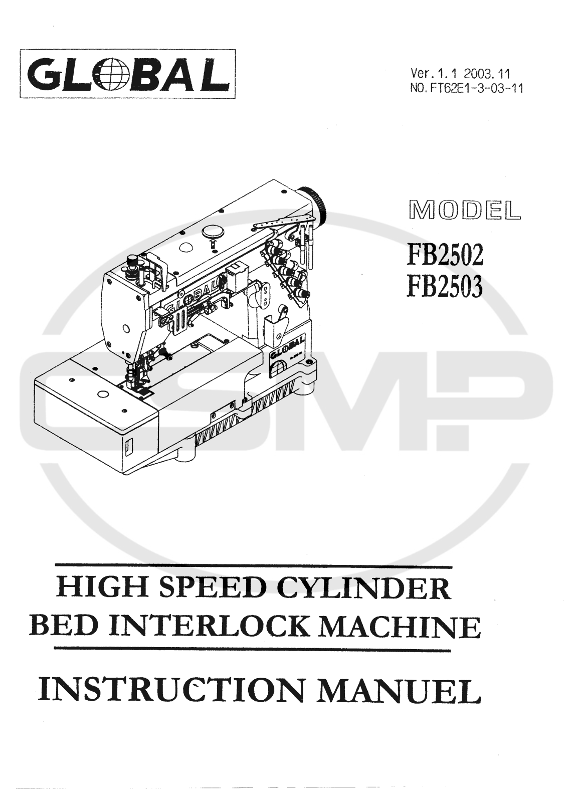 Global FB-2502, FB-2503 Parts Book