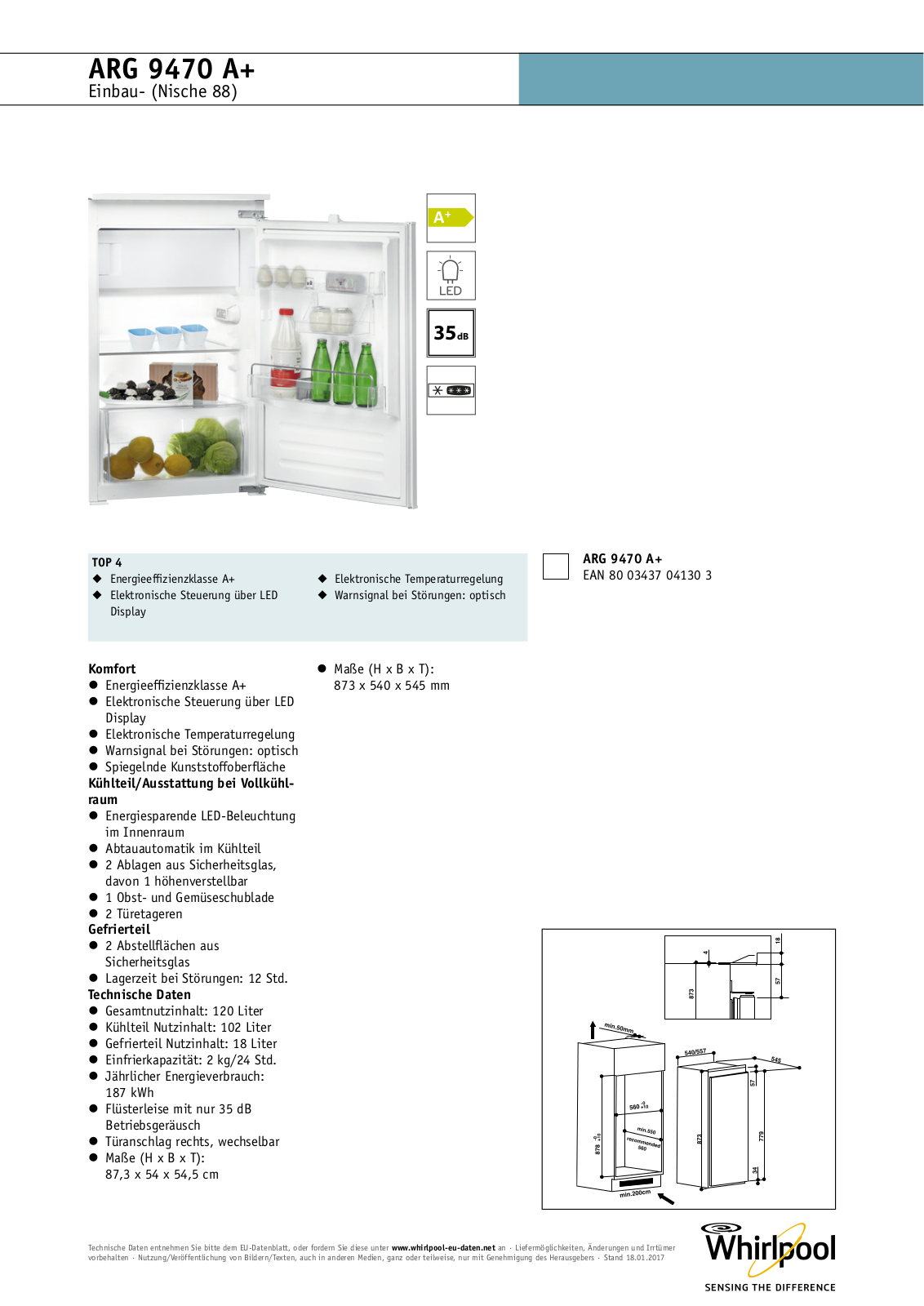 Whirlpool ARG 9470 A+ User Manual