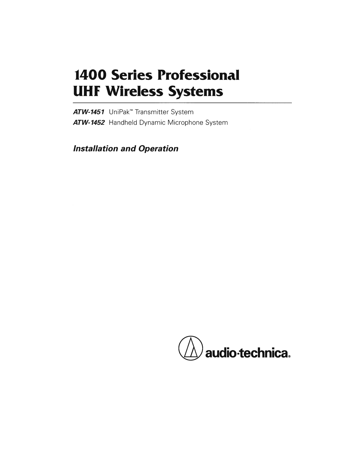 Audio Technica R14 User Manual