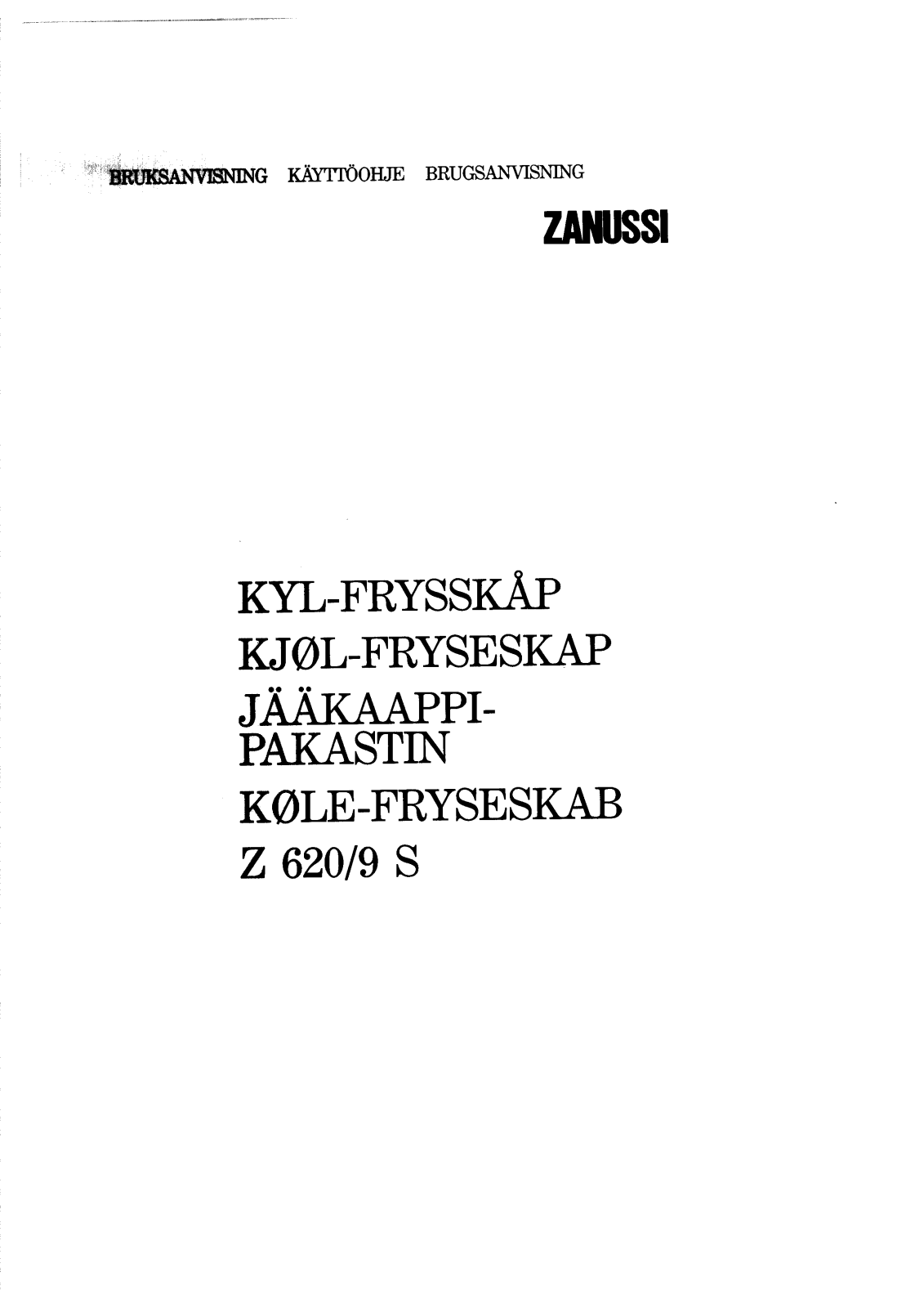 Zanussi Z620/9S User Manual