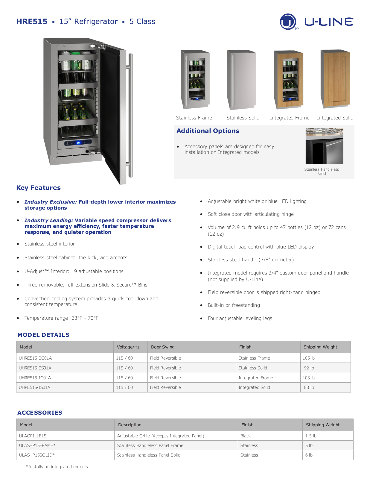U-Line ULNE1798 Specifications - ManualMachine.com