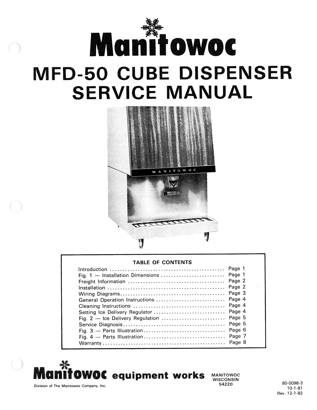 Manitowoc Ice MFD-50 Service Manual