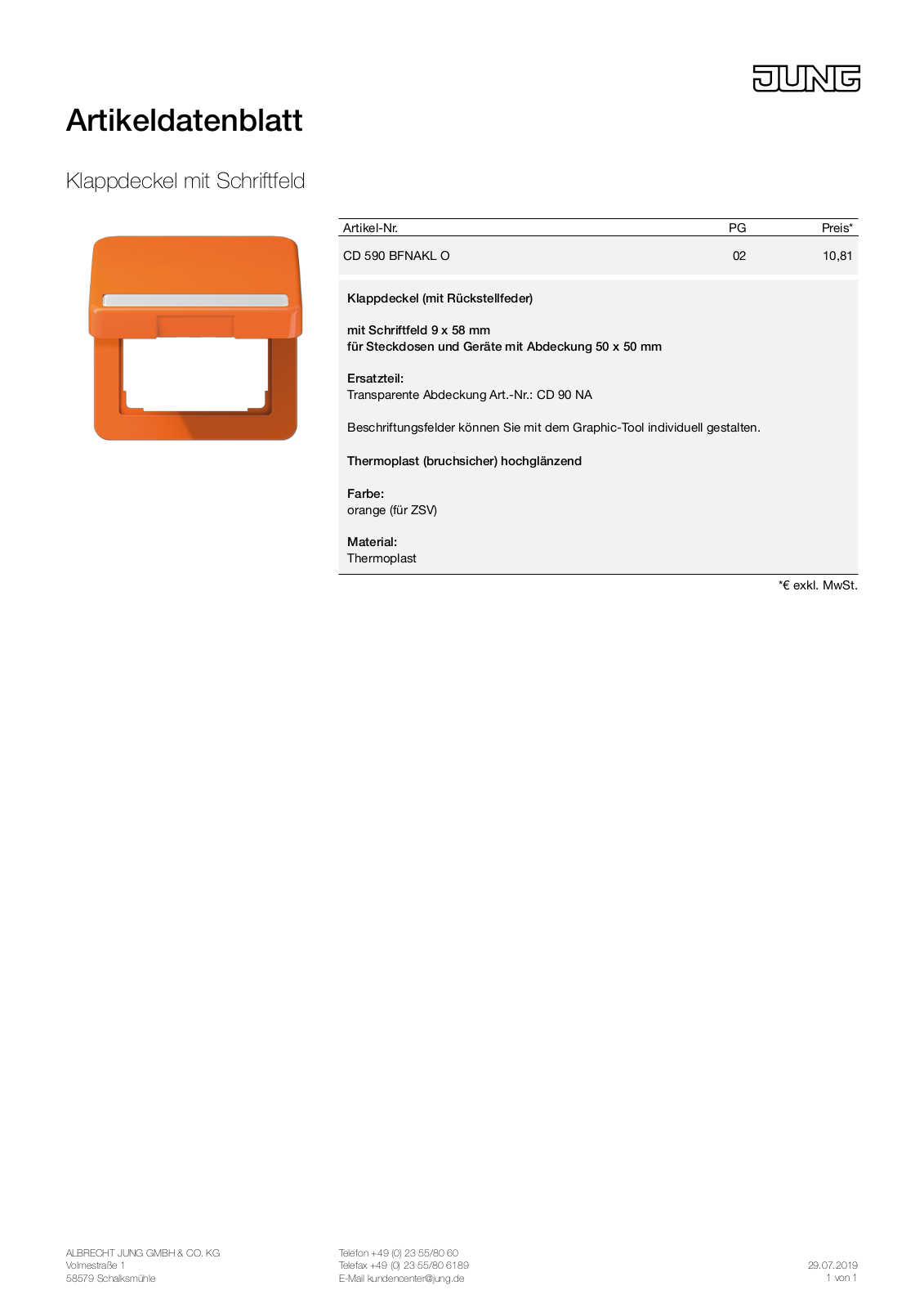 Jung CD 590 BFNAKL O User Manual