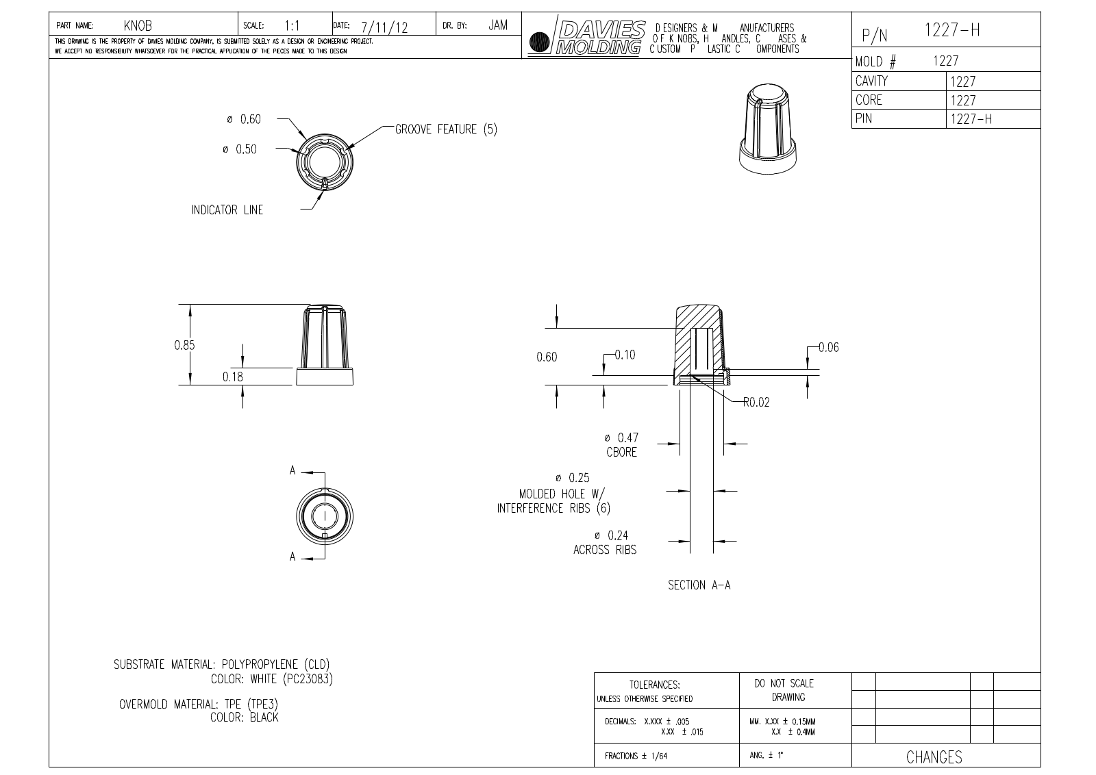 Davies Molding 1227-H Reference Drawing