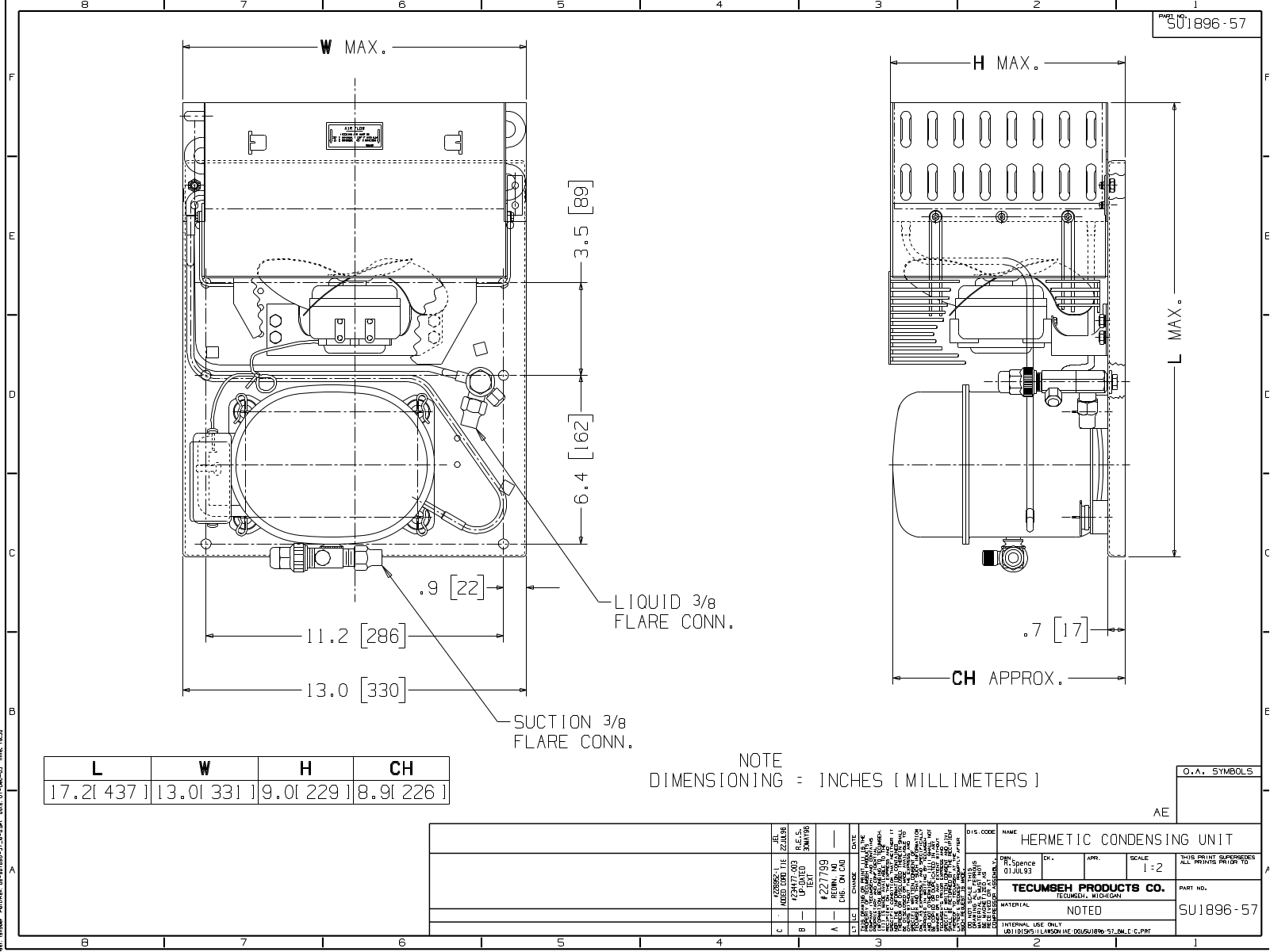 Tecumseh AEA4440AXAXL, AEA4440YXAXL Drawing Data