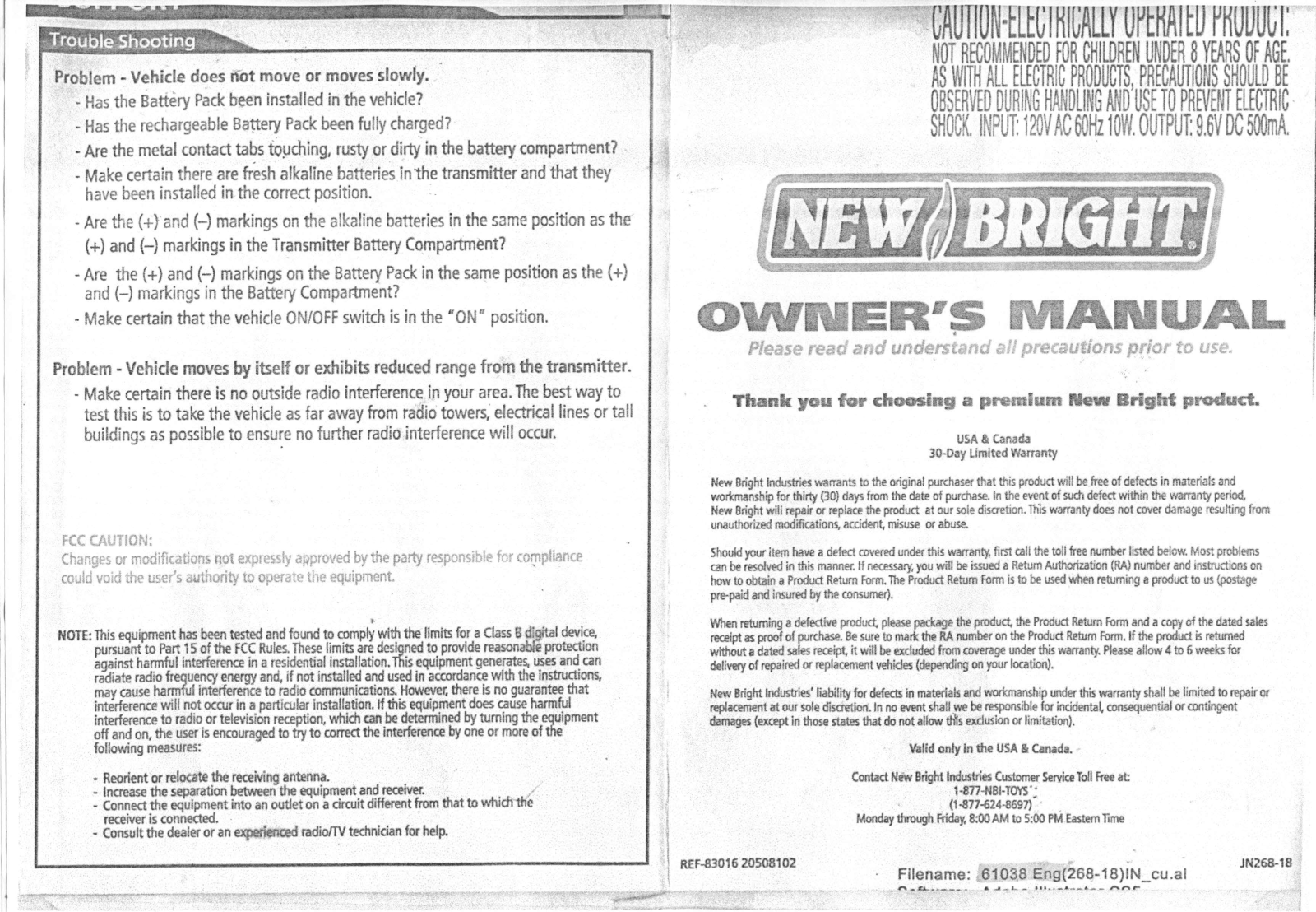 New Bright Co 96B2, 3720HB User Manual