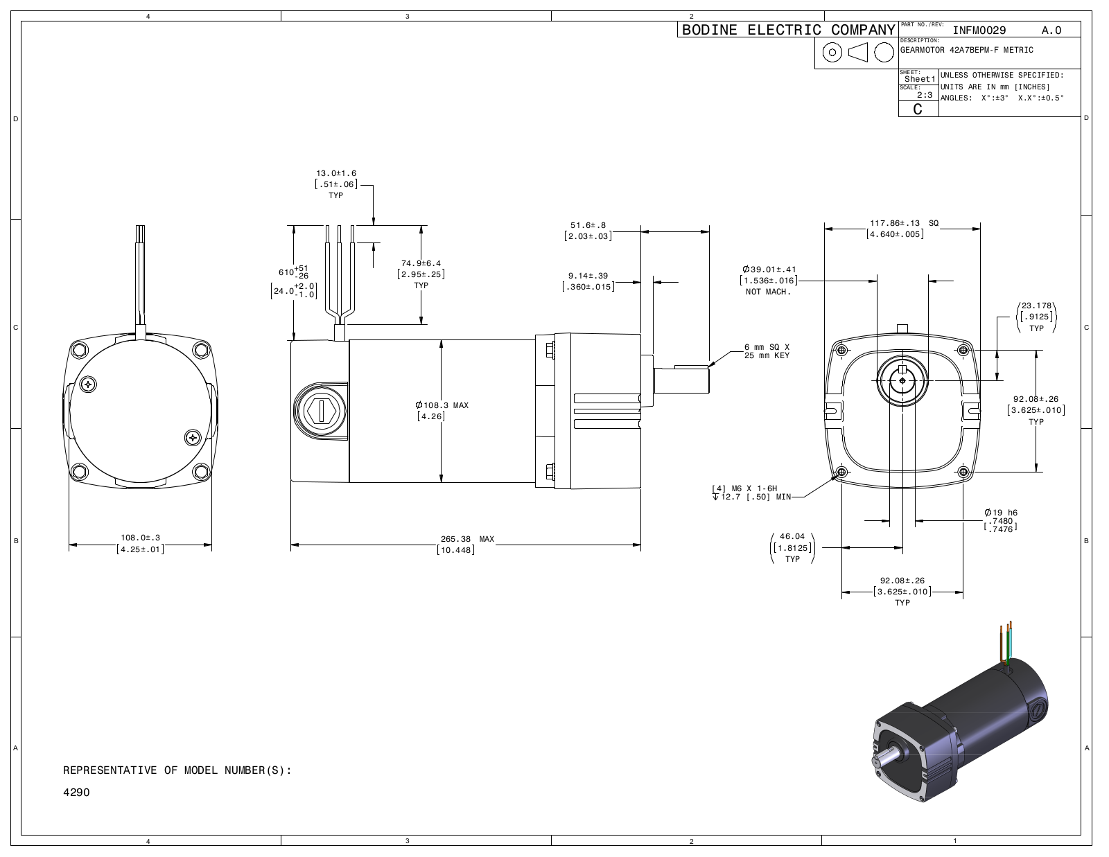 Bodine 4290 Reference Drawing