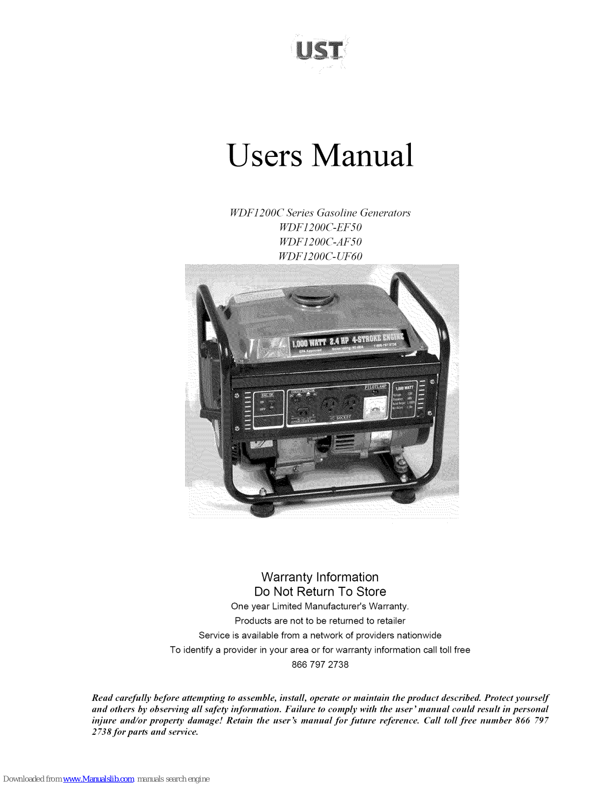 UST WDF1200C-EF50, WDF1200C-AF50, WDF1200C-UF60 User Manual - ManualMachine.com