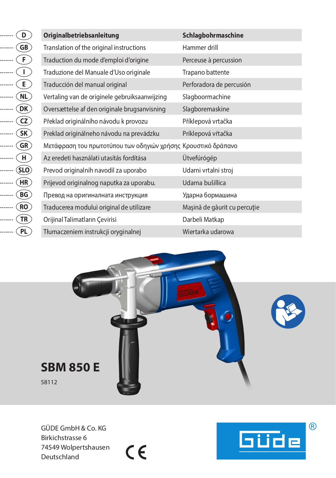 Güde SBM 850 E User Manual