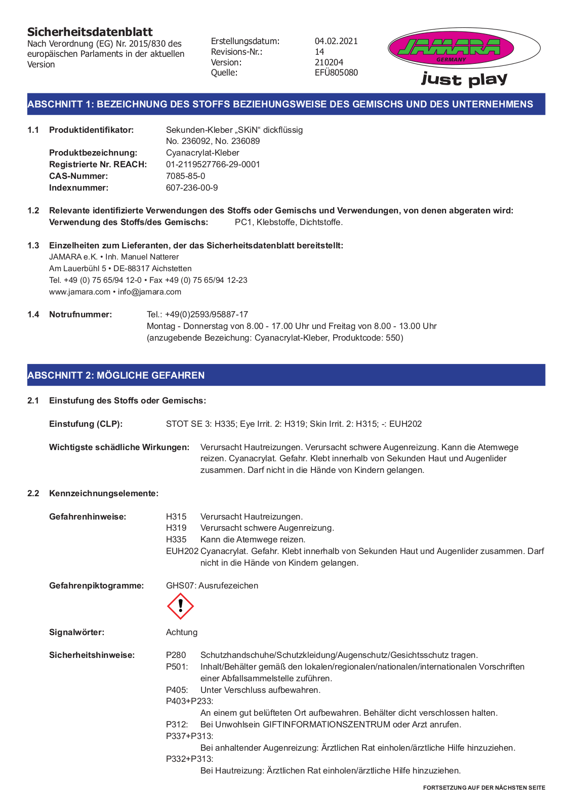 JAMARA JAMARA 236092 Datasheet - ManualMachine.com