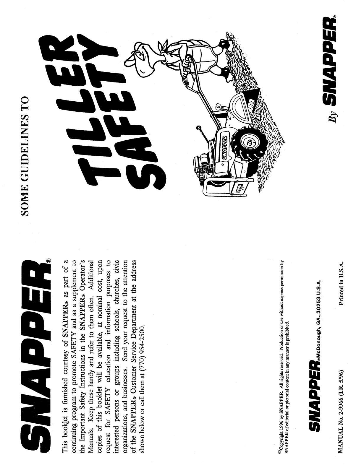 Snapper 2-9966 User Manual