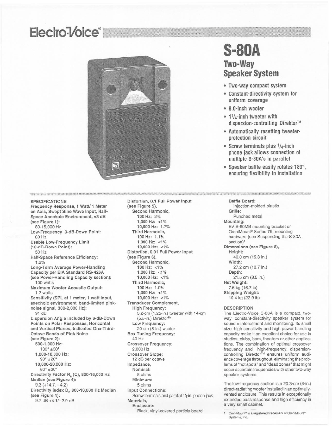 Electro-Voice S-80A User Manual