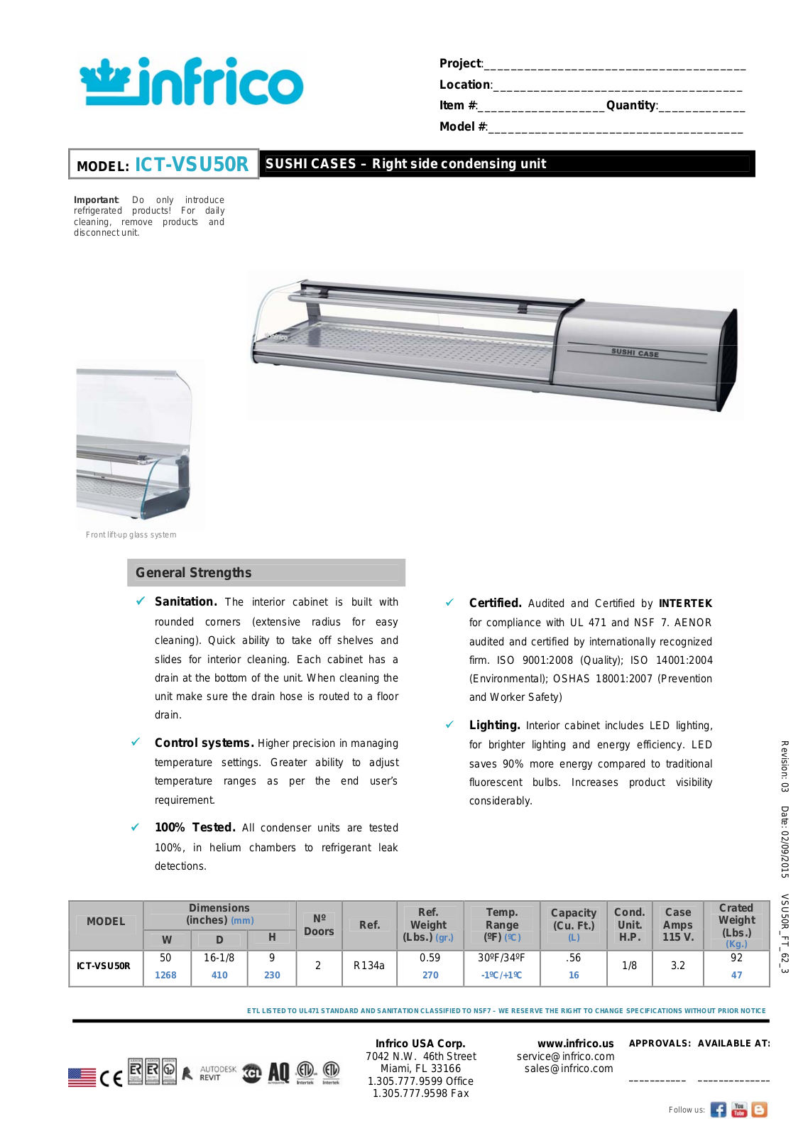 Infrico ICT-VSU50R User Manual