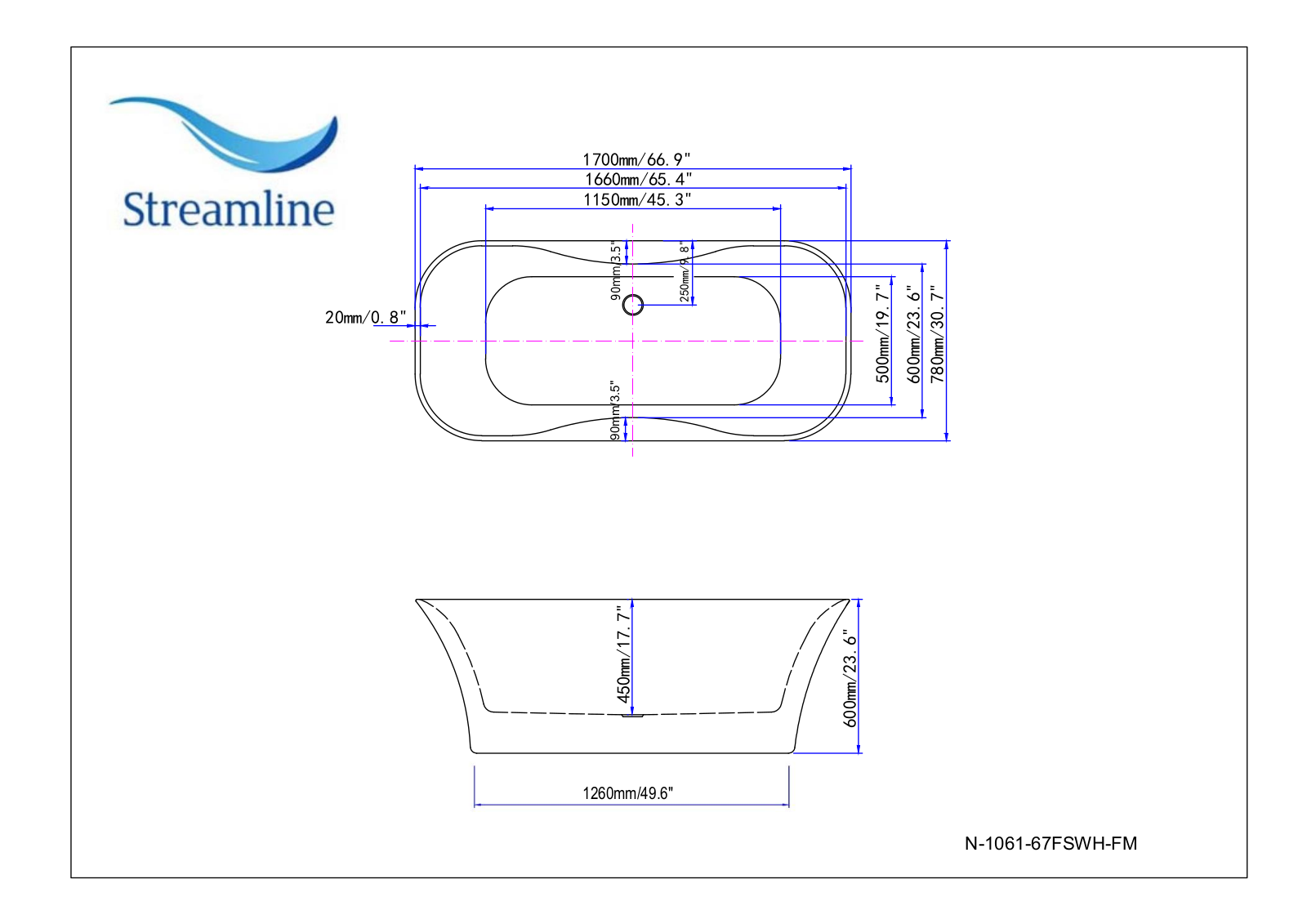 Streamline N106167FSWHFM Specifications