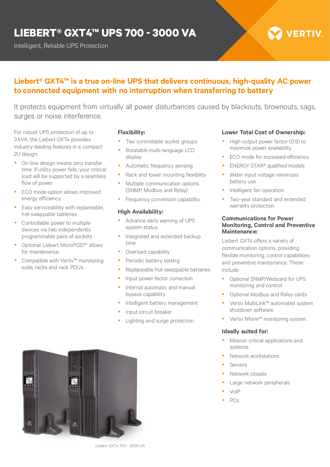 Liebert GXT4-2000RT230E Product Data Sheet