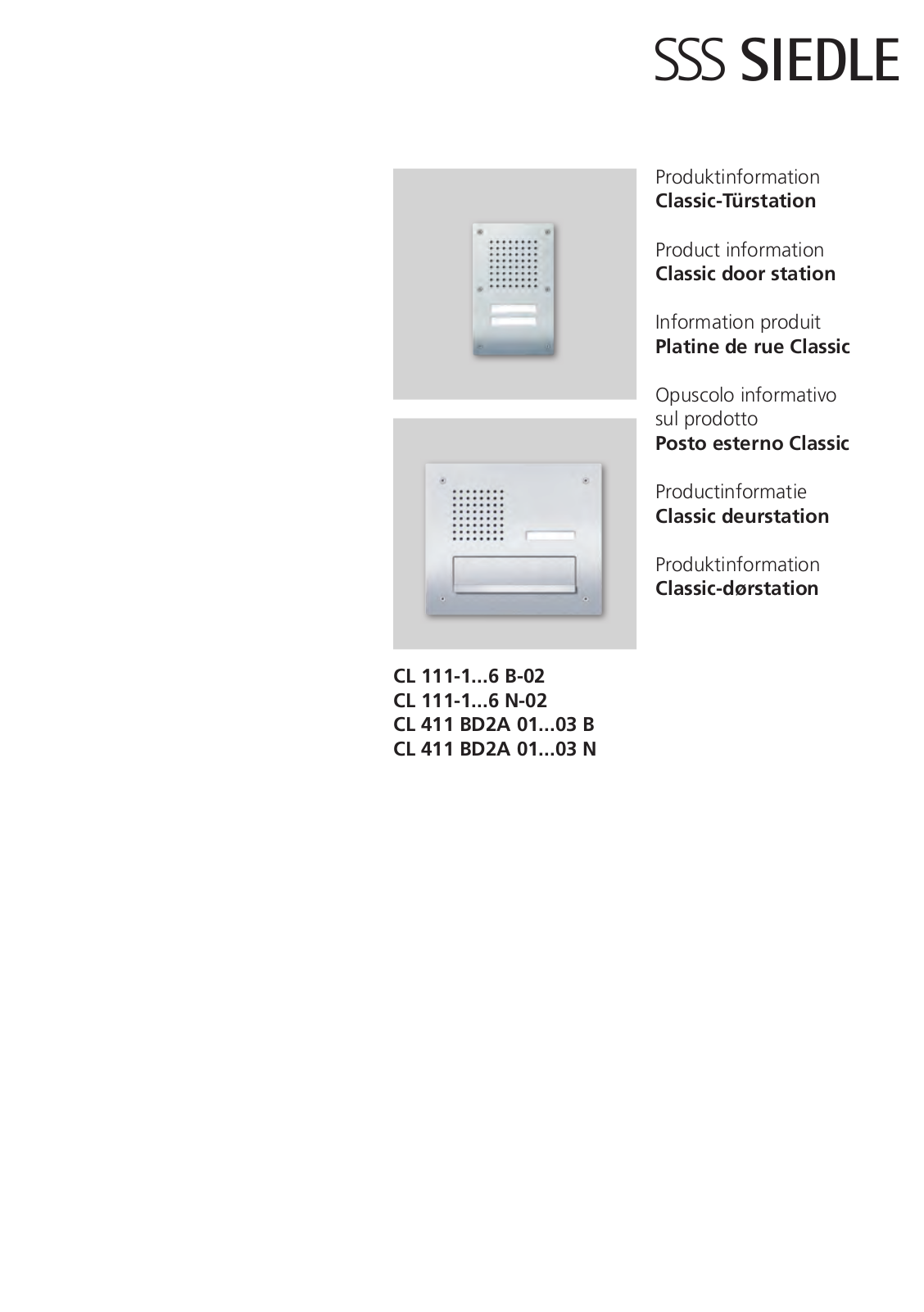 Siedle CL 111-1...6 B-02 operation manual