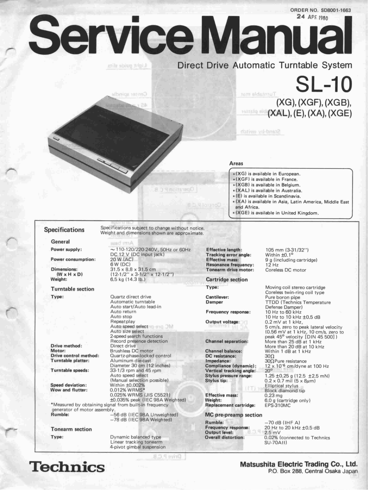 Technics SL-10 Service Manual
