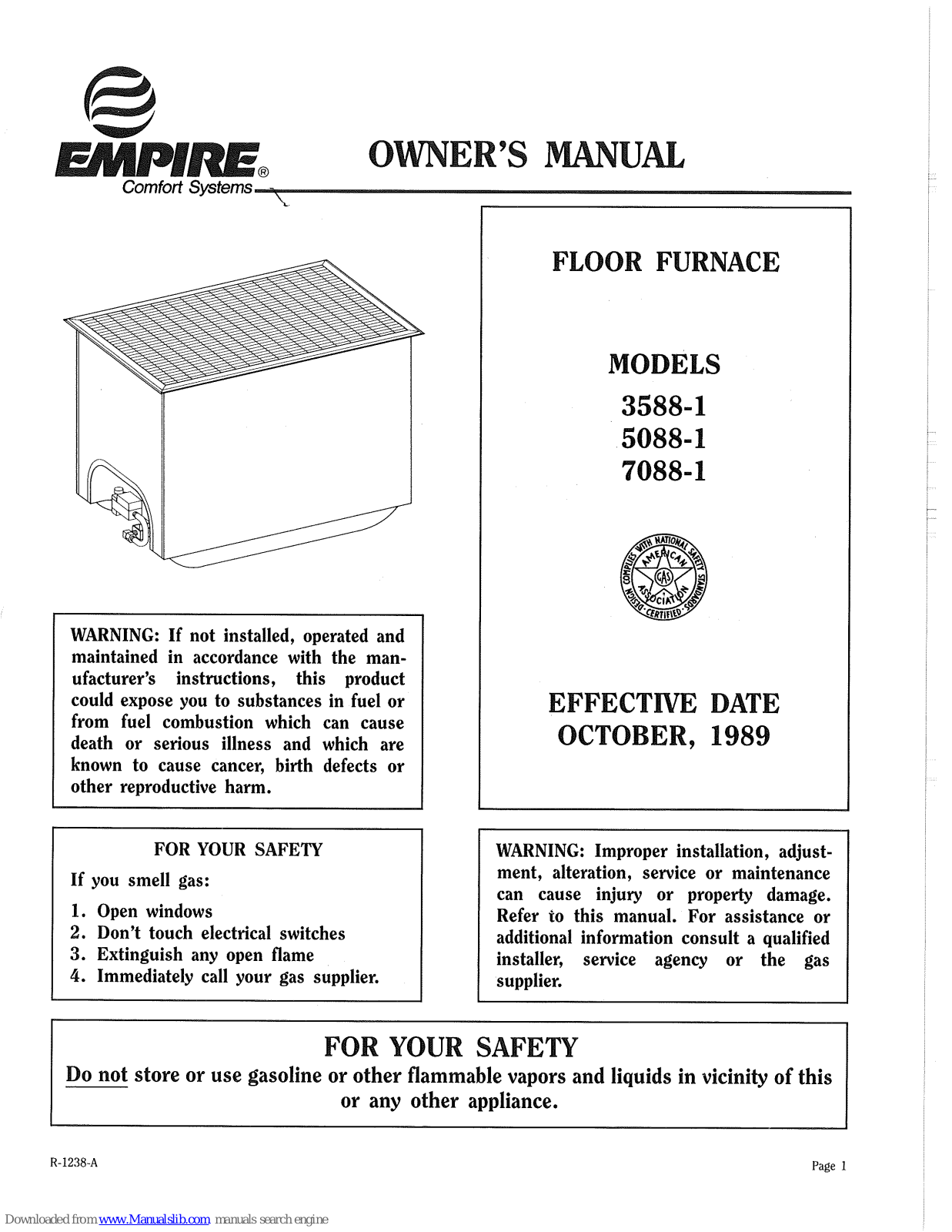 Empire Comfort Systems 3588-1, 5088-1, 7088-1 Owner's Manual