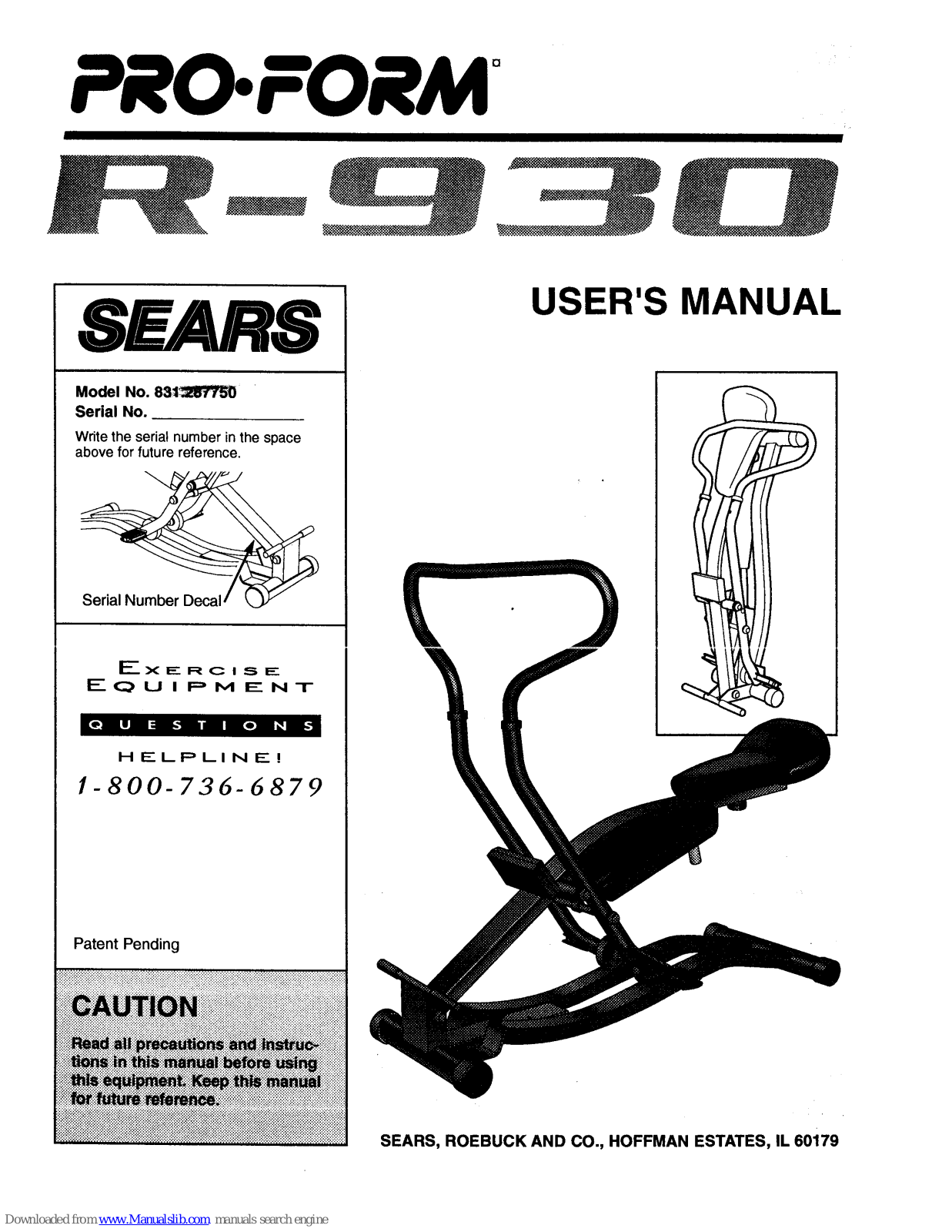 Pro-Form R-930, 831.287750 User Manual