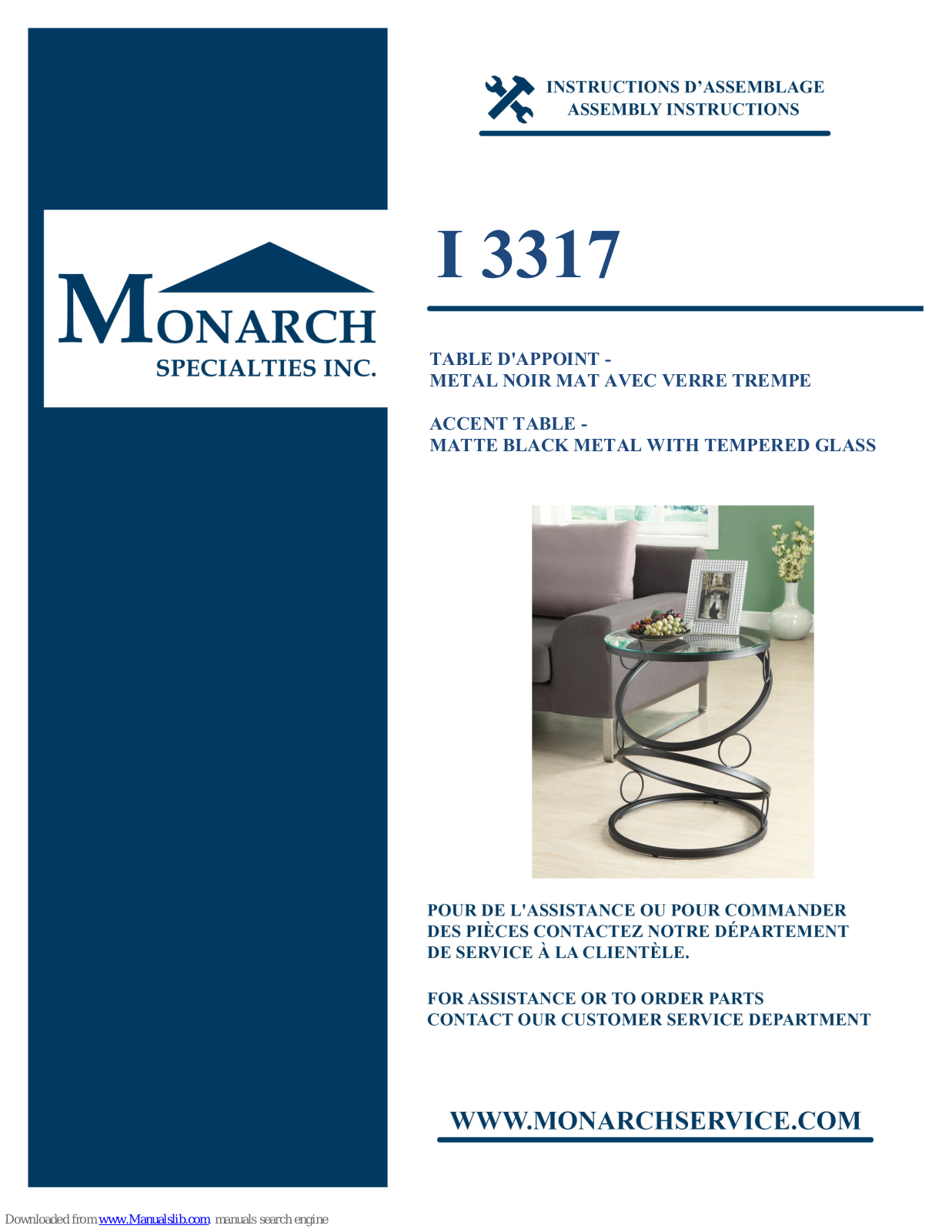 Monarch Specialties I 3317 Assembly Instructions Manual