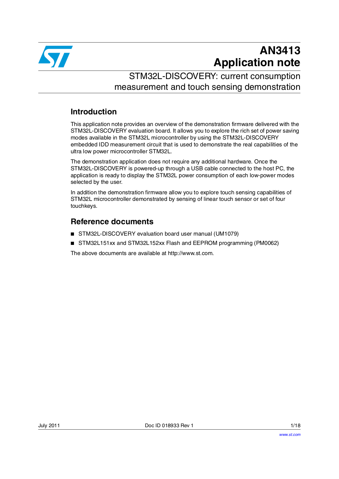 ST AN3413 Application note