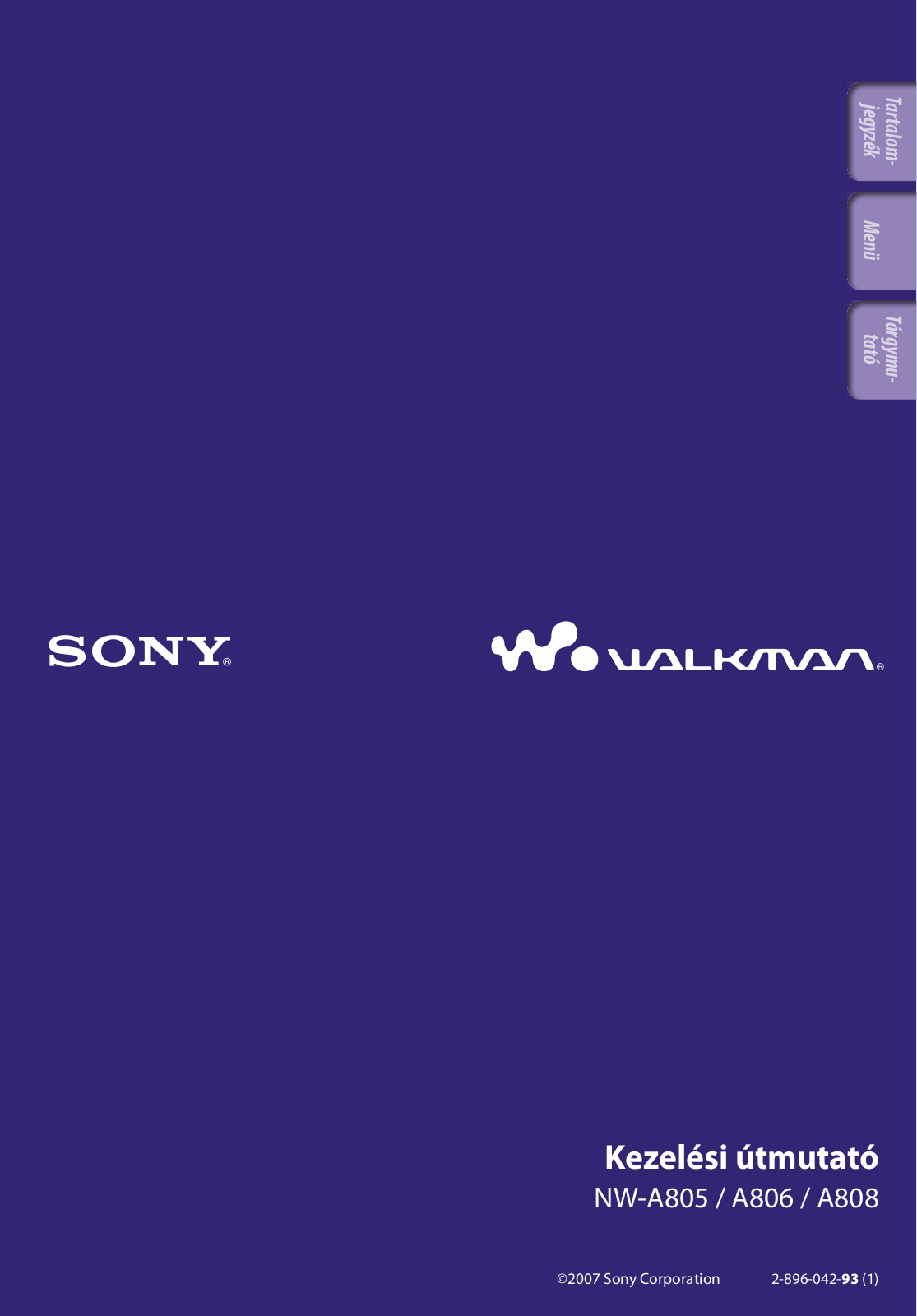 Sony NW-A808, NW-A805 User Manual