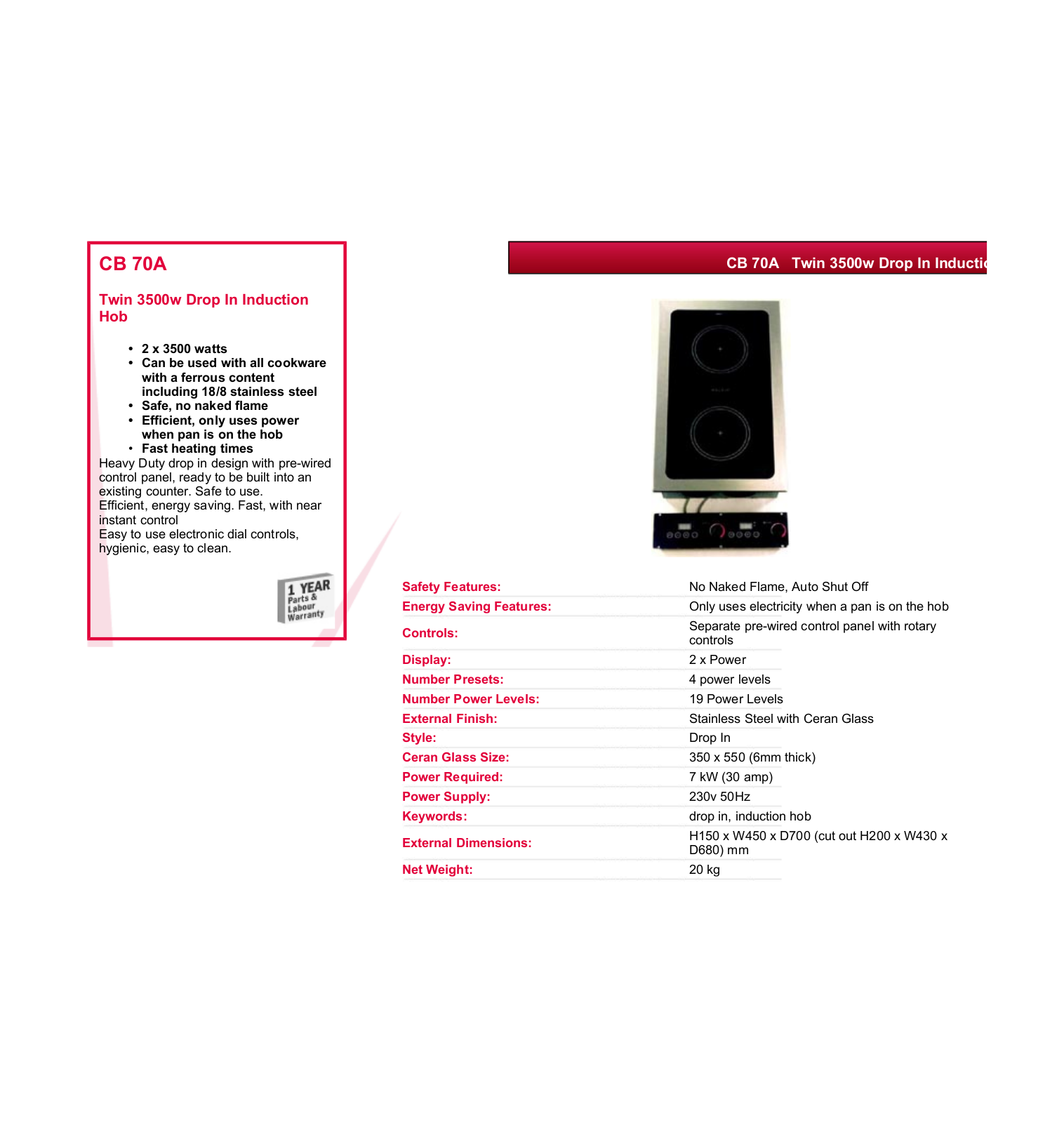 Valera CB 70A DATASHEET