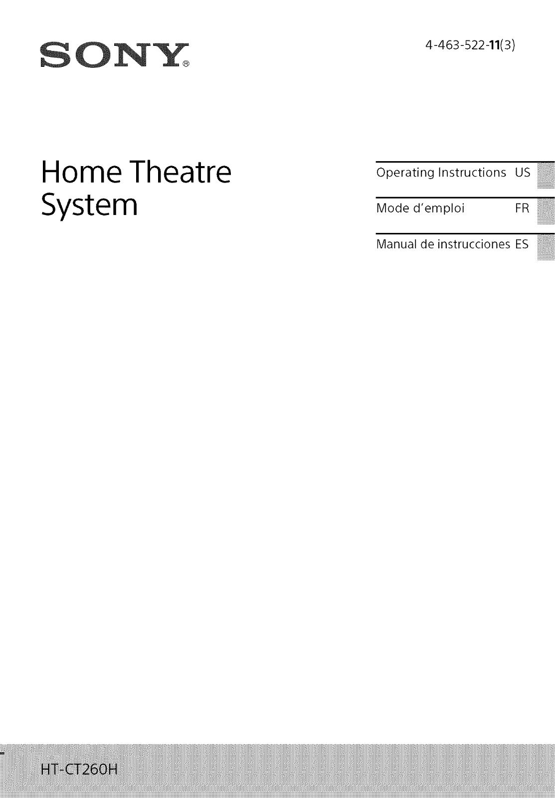 Sony SA-WCT260H Owner’s Manual