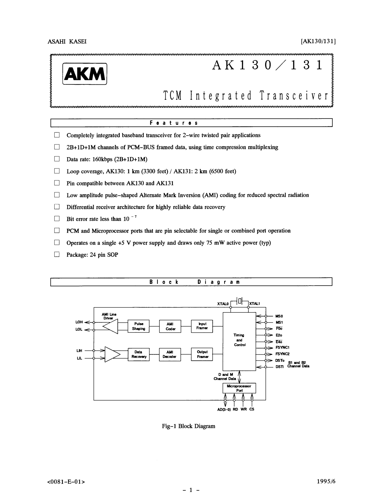 AKM AK131, AK130 Datasheet