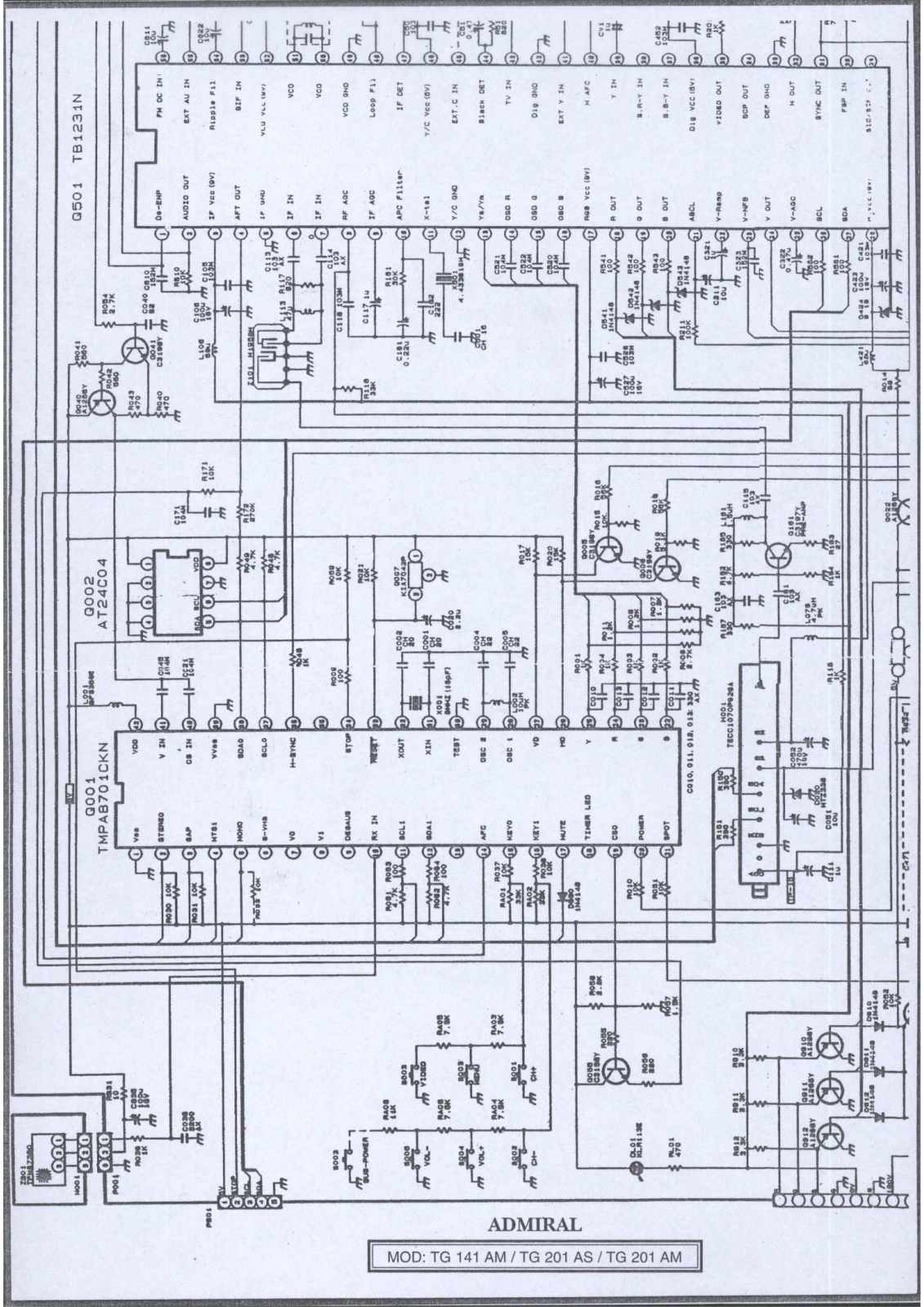 Admiral TG141AM, TG201AS, TG201AM Diagram