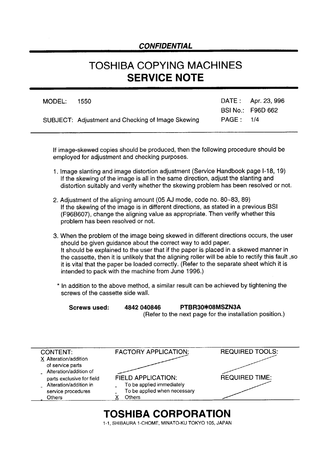 Toshiba f96d662 Service Note