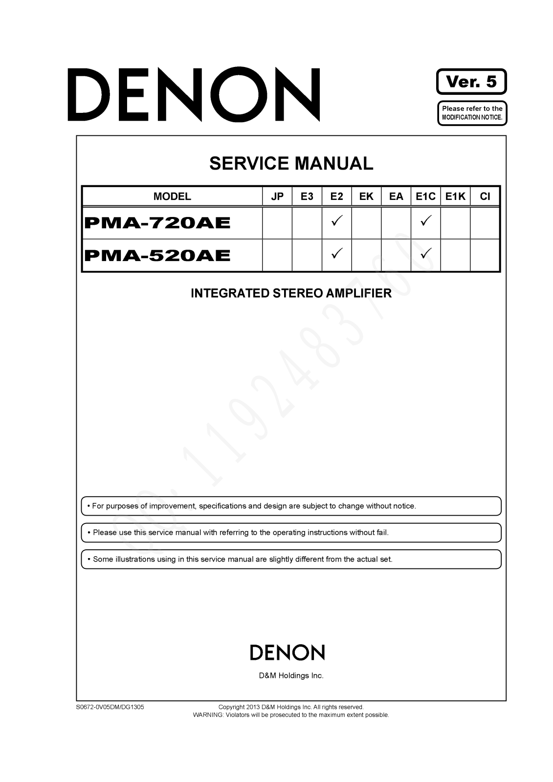 Denon PMA-720AE, PMA-520AE Service manual