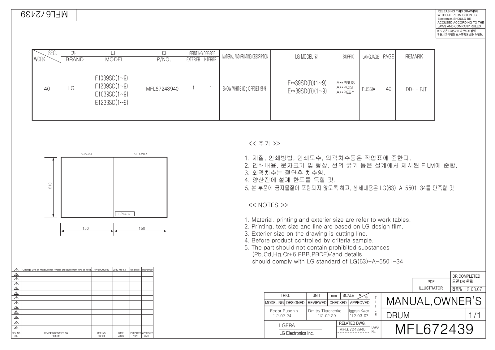 LG F1039SD User Manual