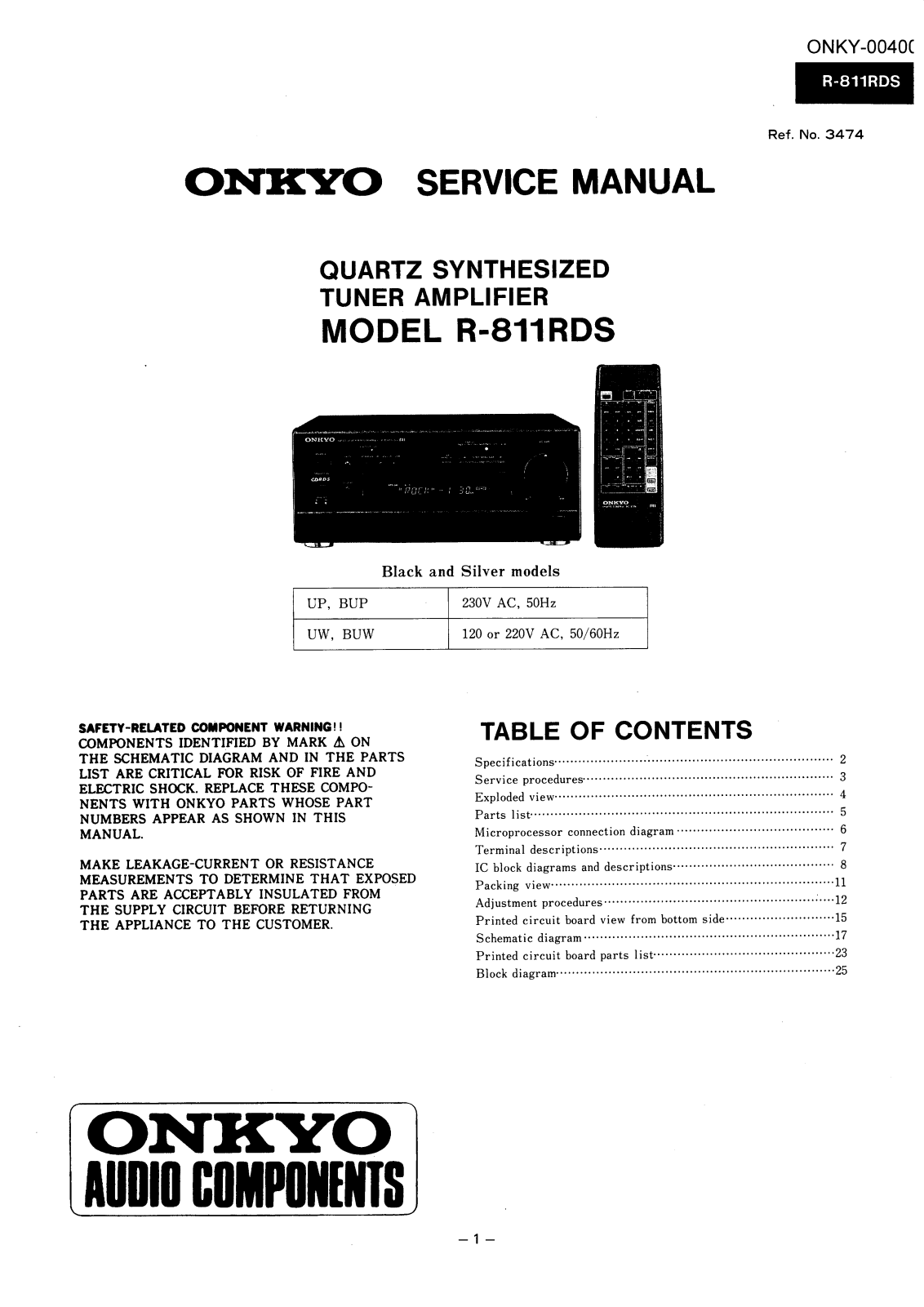 Onkyo R-811-RDS Service Manual