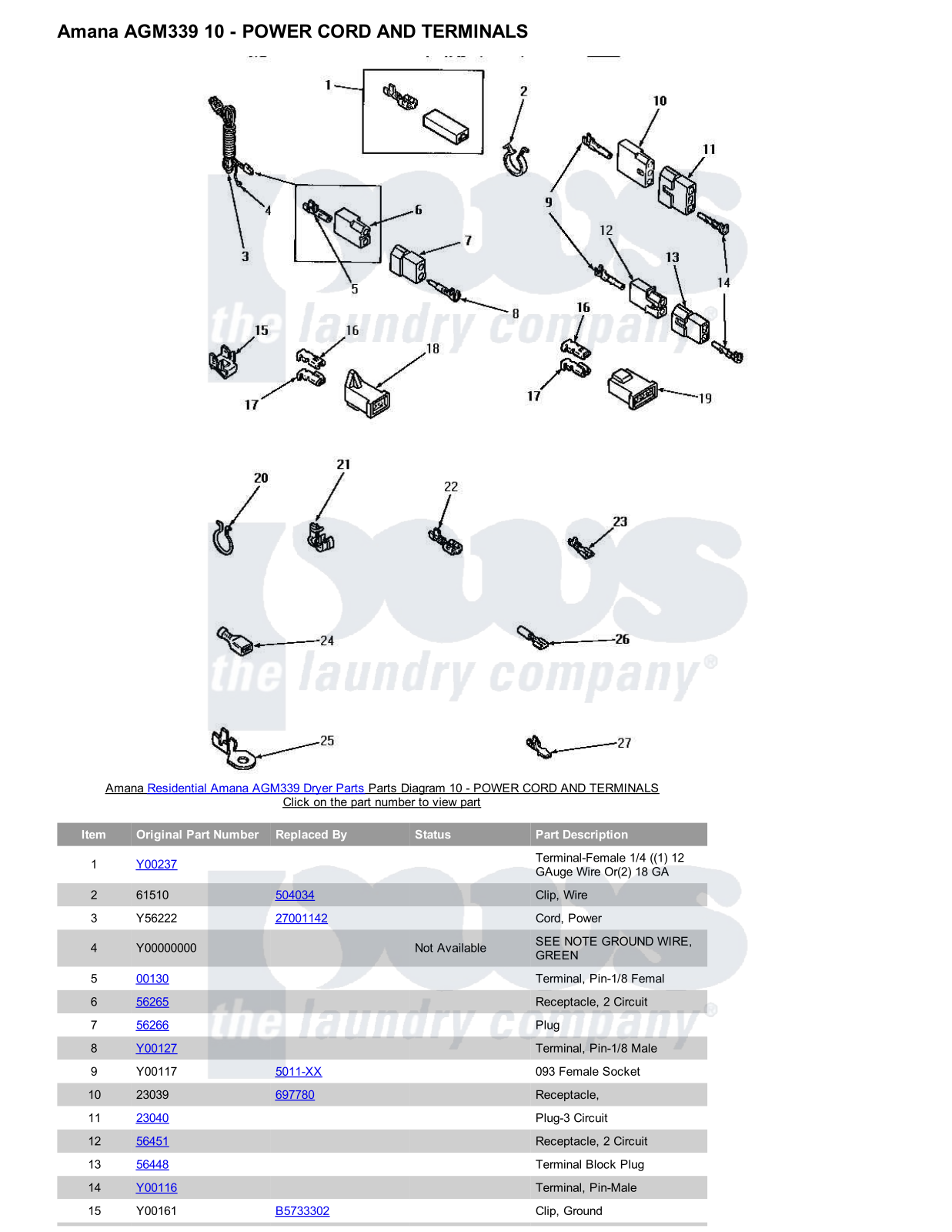 Amana AGM339 Parts Diagram