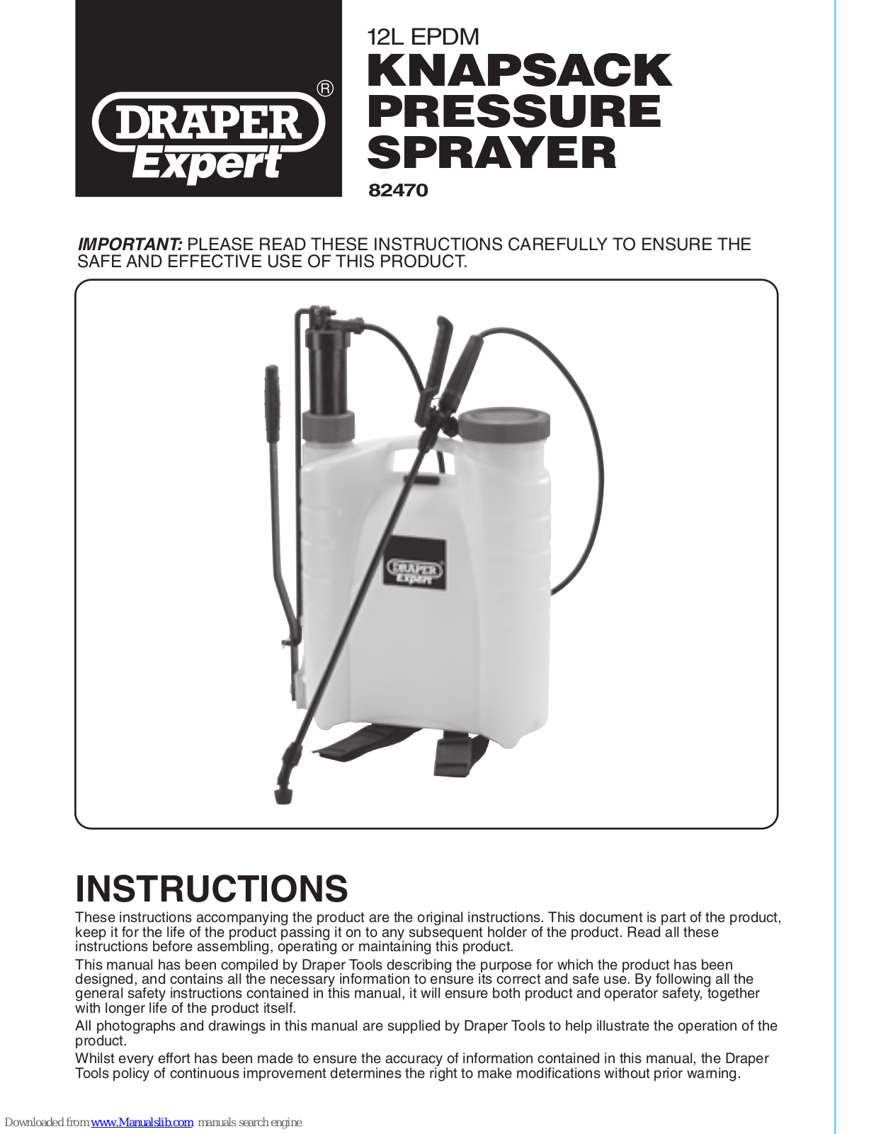 Draper Expert 82470, PS12/B/EPDM Instructions Manual - ManualMachine.com