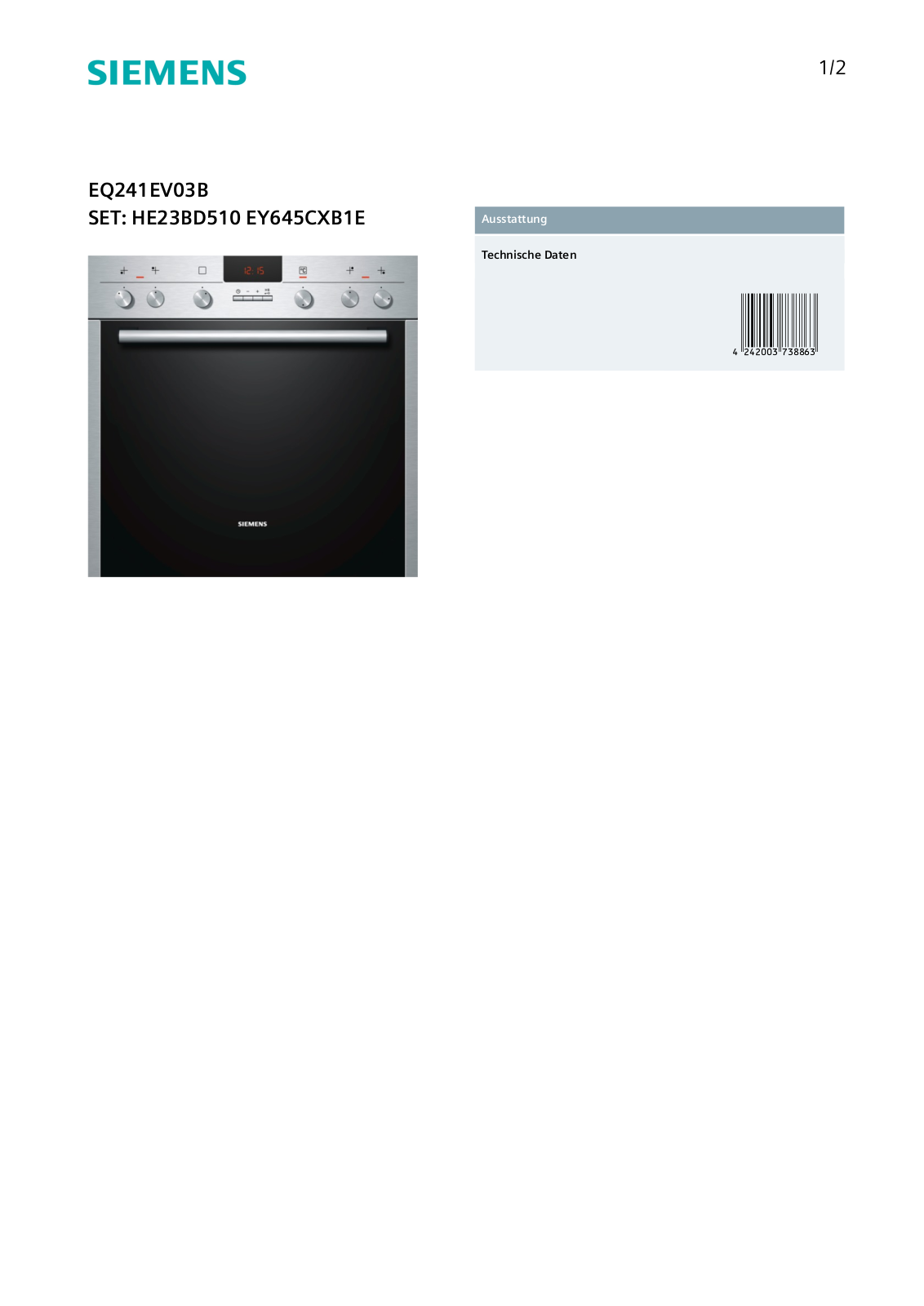 Siemens EQ241EV03B User Manual