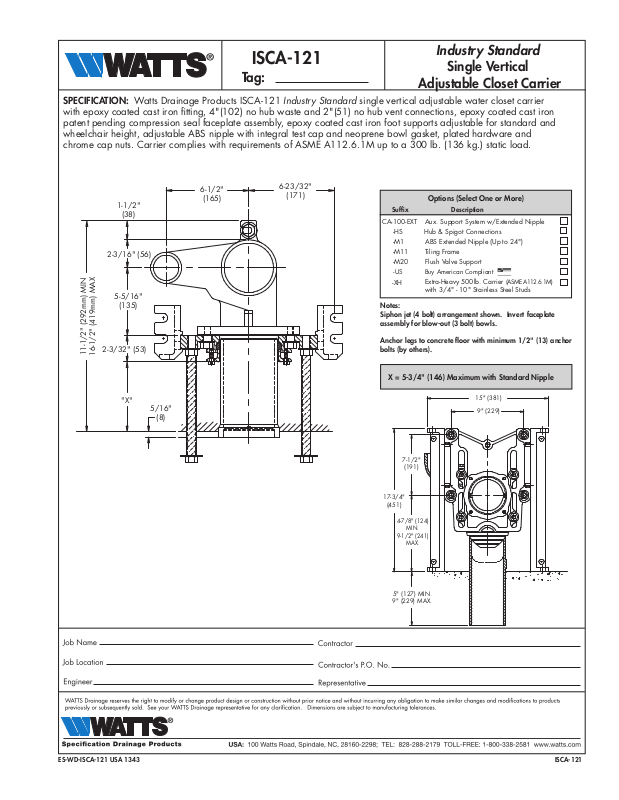 Watts ISCA-121 User Manual