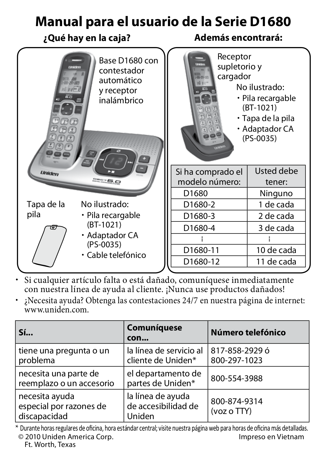 Uniden D1680 User Manual