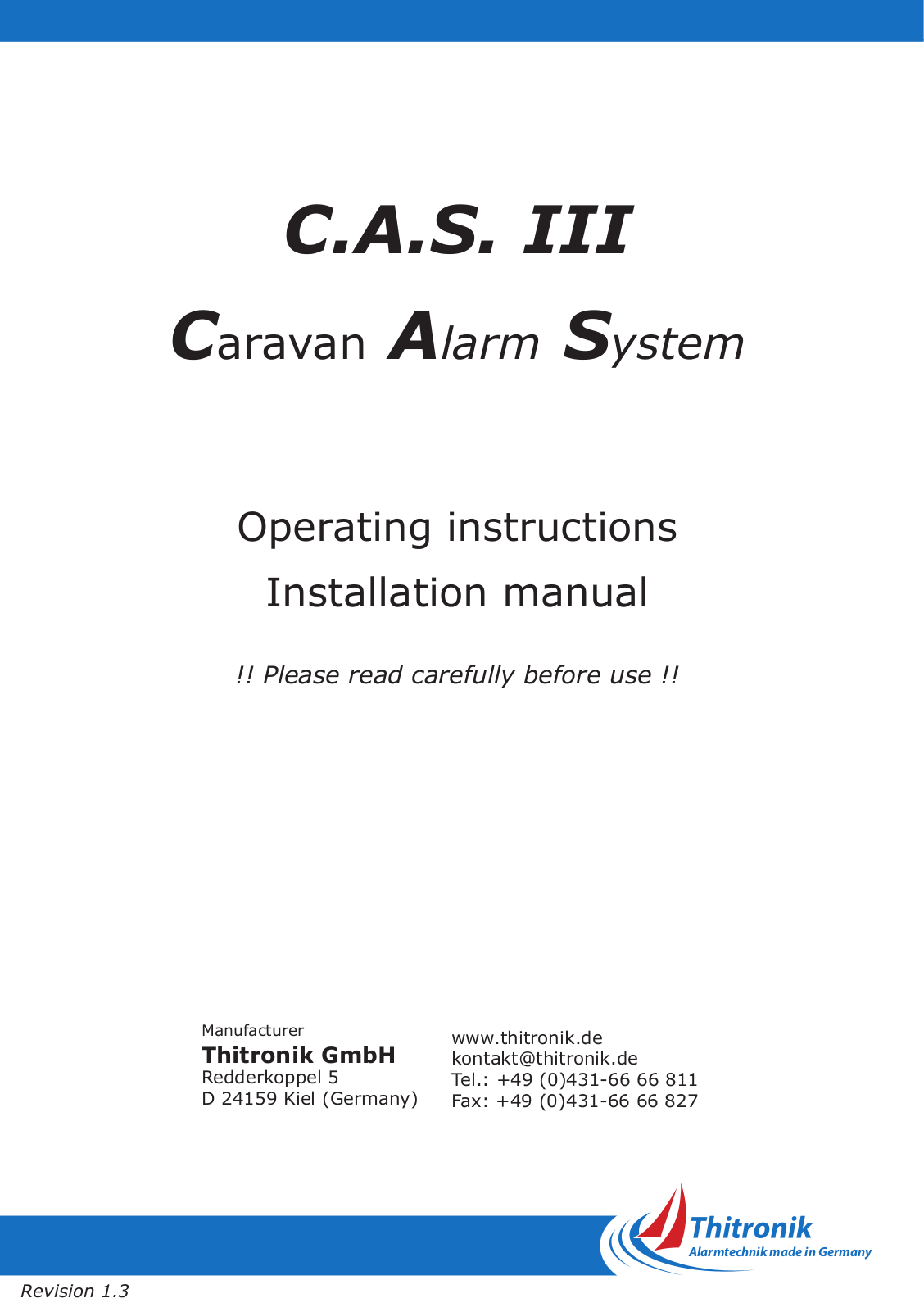 Thitronik C.A.S. III Installation and Operation manual