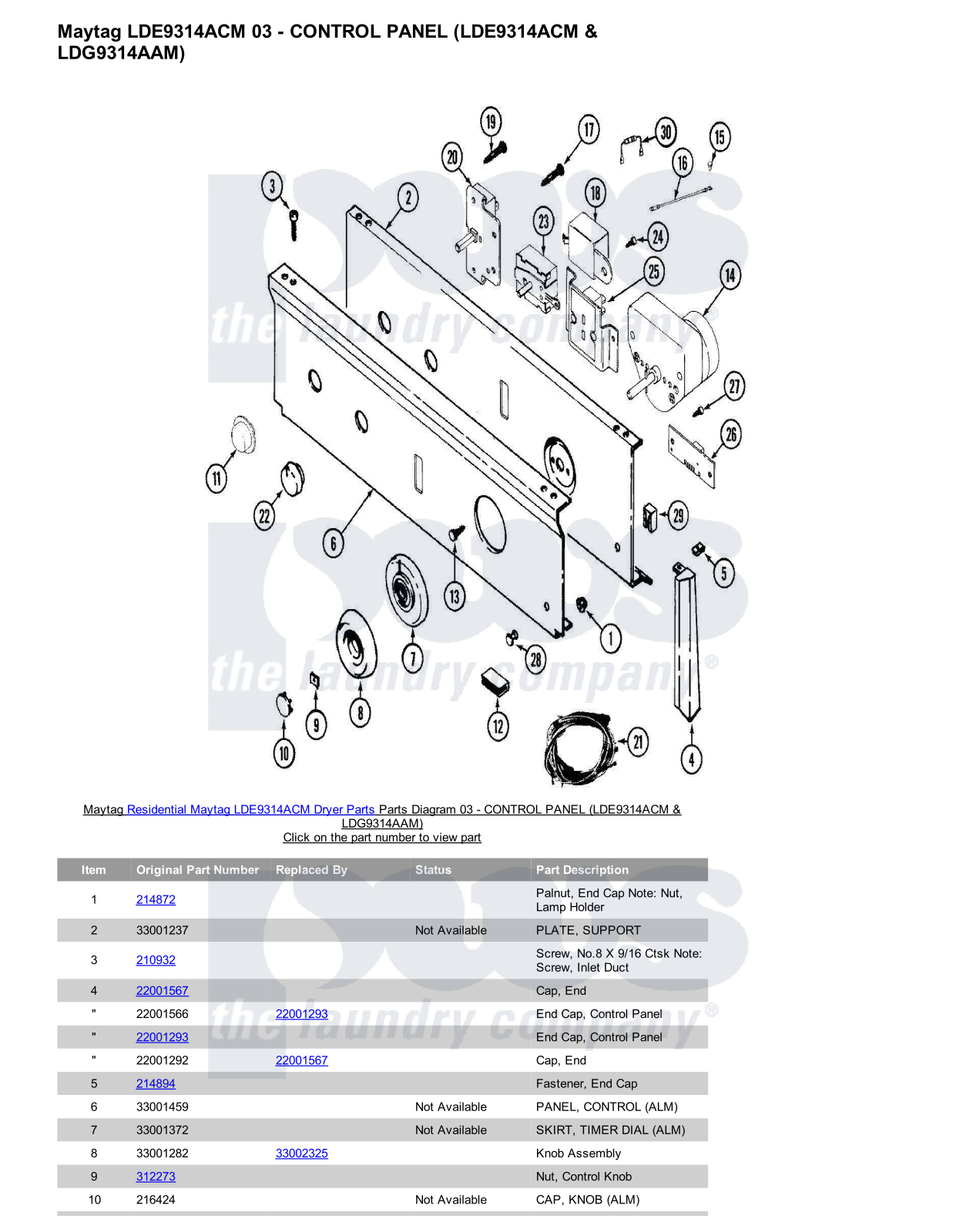 Maytag LDE9314ACM Parts Diagram