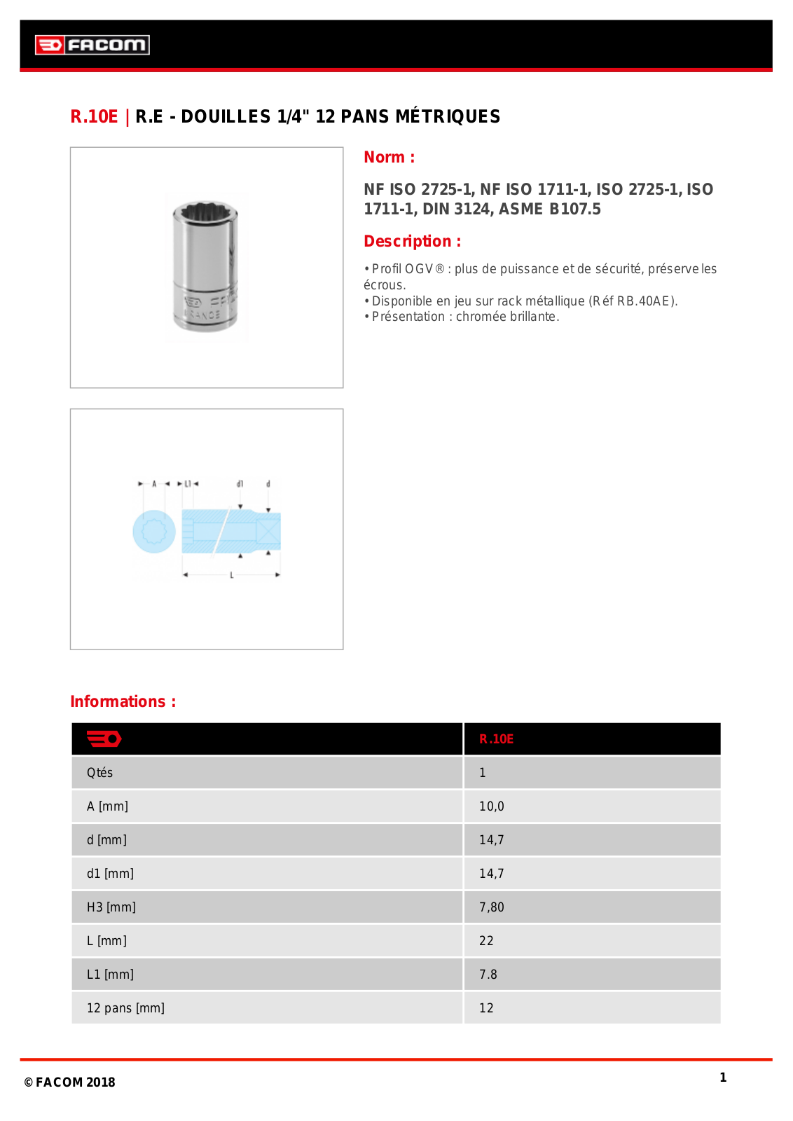 Facom R.10E Specification - ManualMachine.com