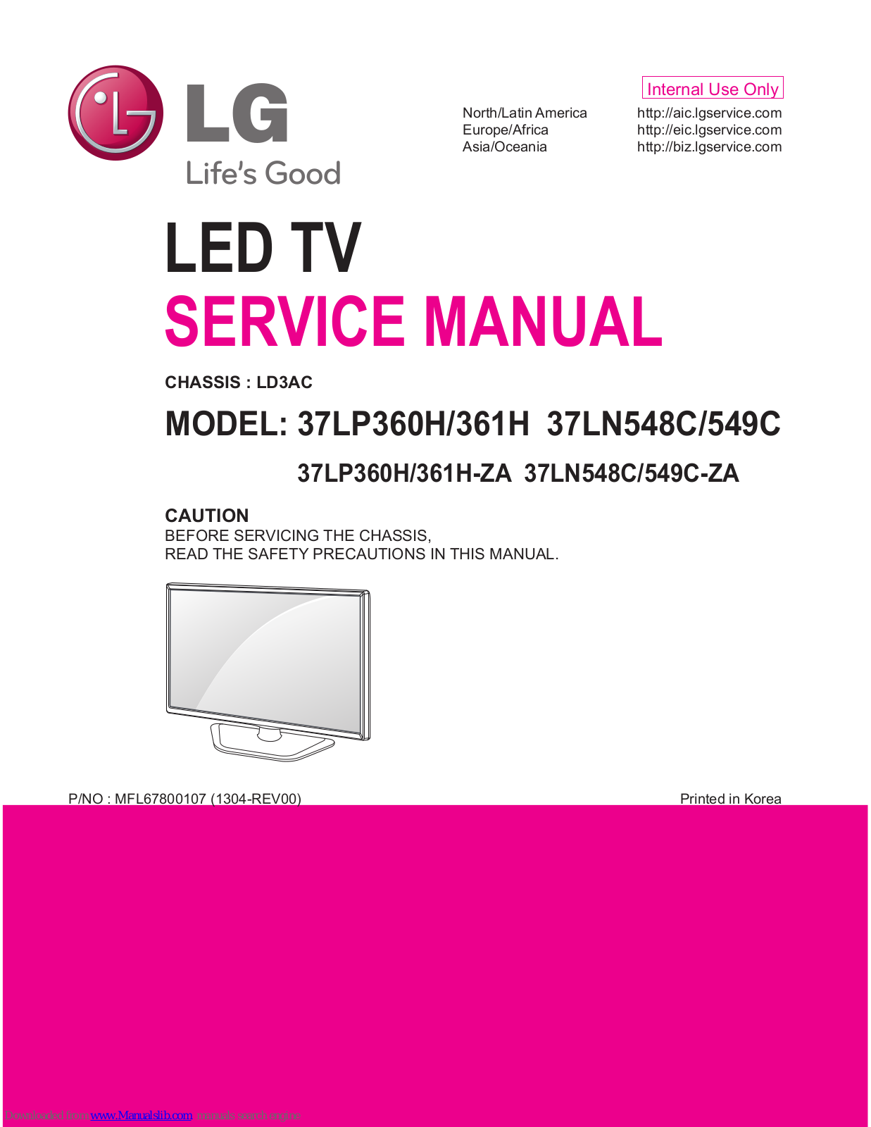 LG 37LN549C-ZA, 37LP361H, 37LN548C, 47LN548C, 47LN548C-ZA Service Manual