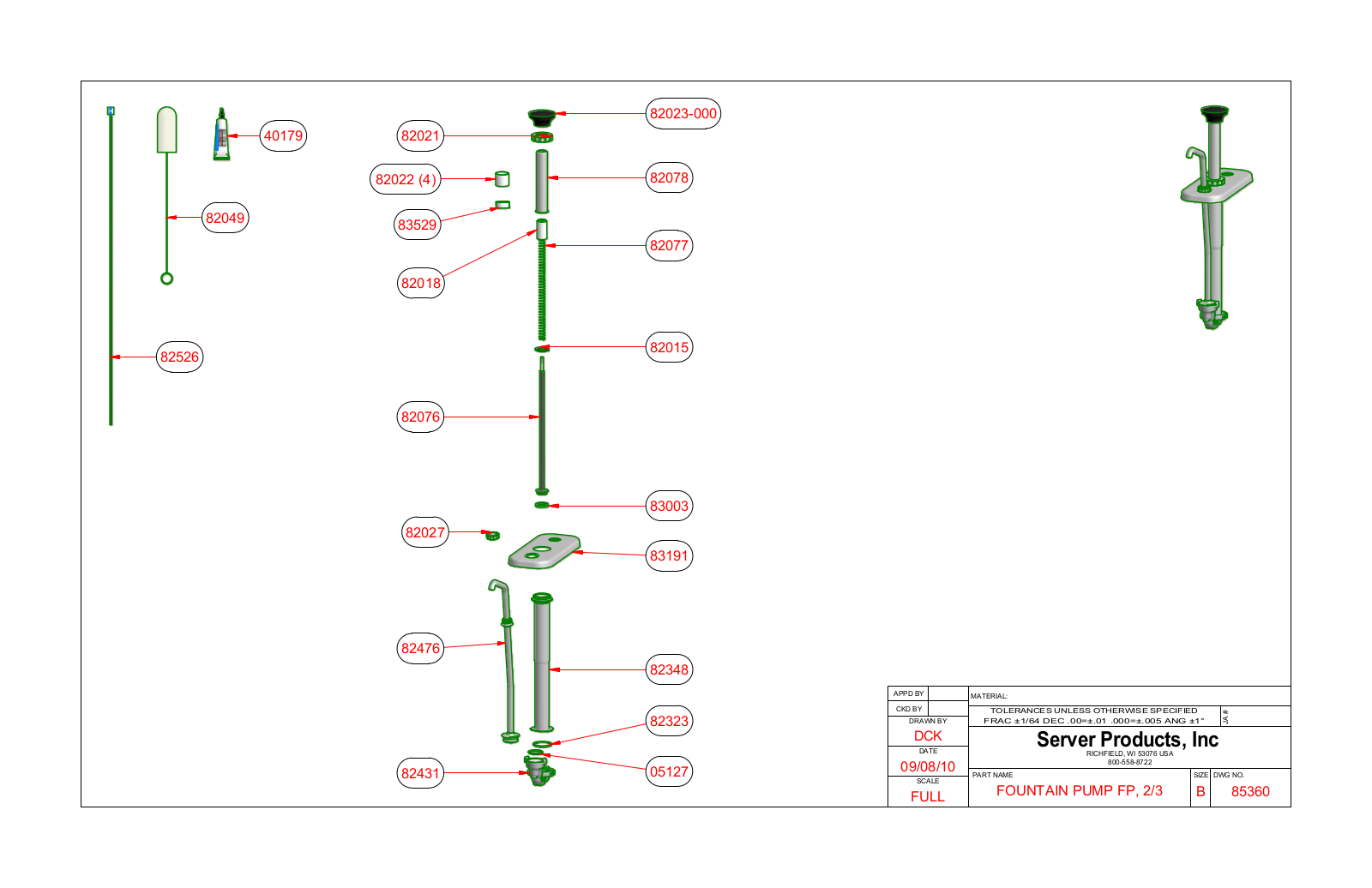 Server 85360 PARTS LIST