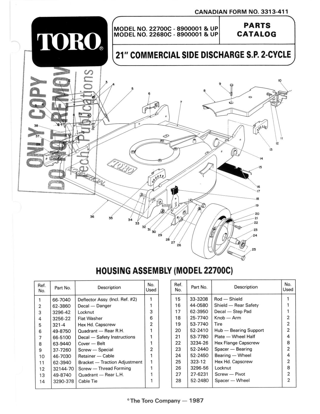 Toro 22680C, 22700C Parts Catalogue