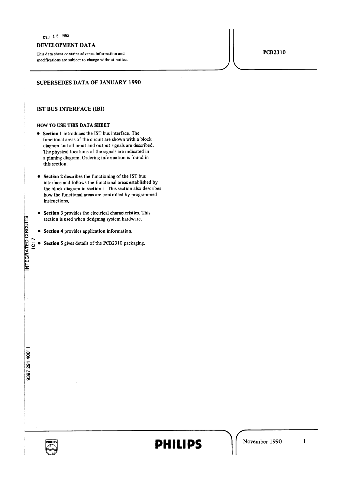 Philips PCB2310WP Datasheet